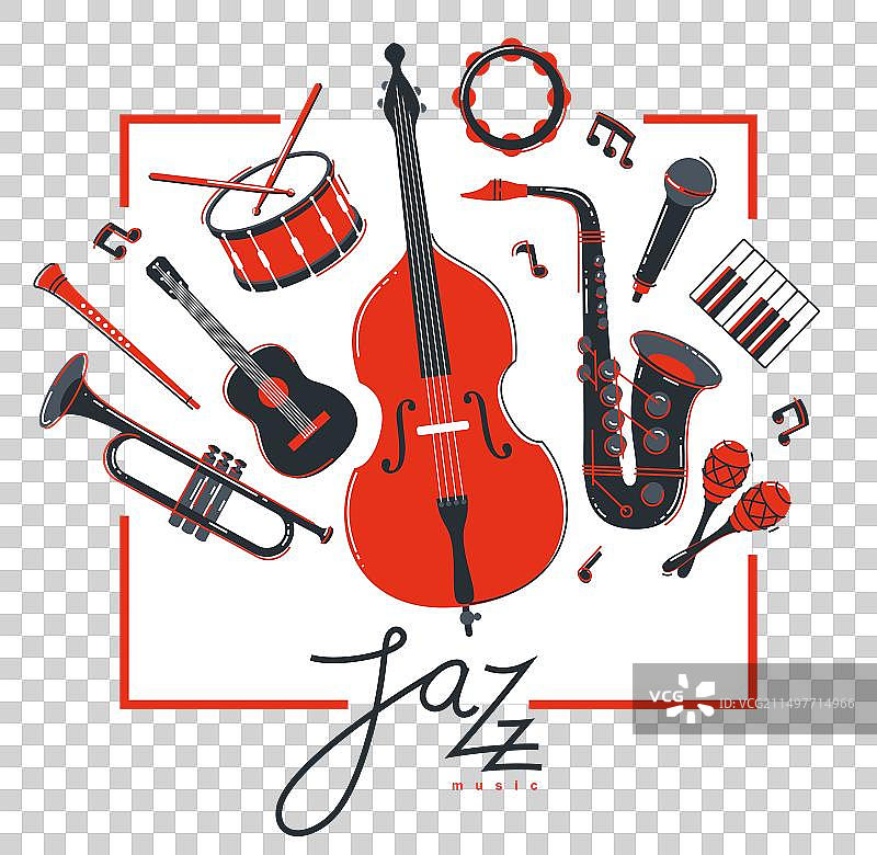 爵士乐队海报乐器扁平风格设计图片素材
