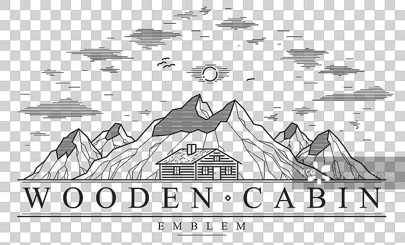 山中小屋线性自然标志图片素材