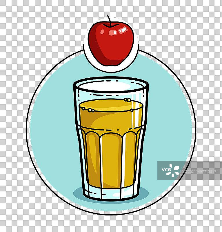 白色背景下的玻璃杯苹果汁图片素材