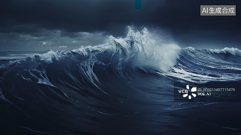 【AI数字艺术】汹涌的海浪图片素材