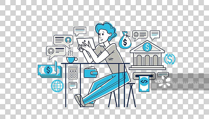 网上银行经理办公轮廓图图片素材