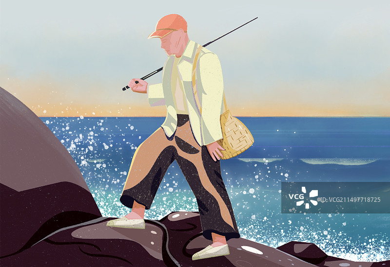 海边渔夫图片素材