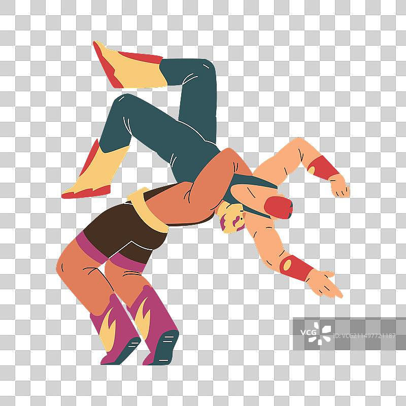 戴面具的扁平风格摔跤男士图片素材