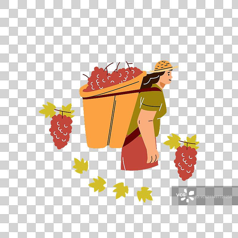 背着篮子的女农民或园丁图片素材