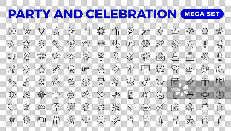 生日派对细线图标集图片素材
