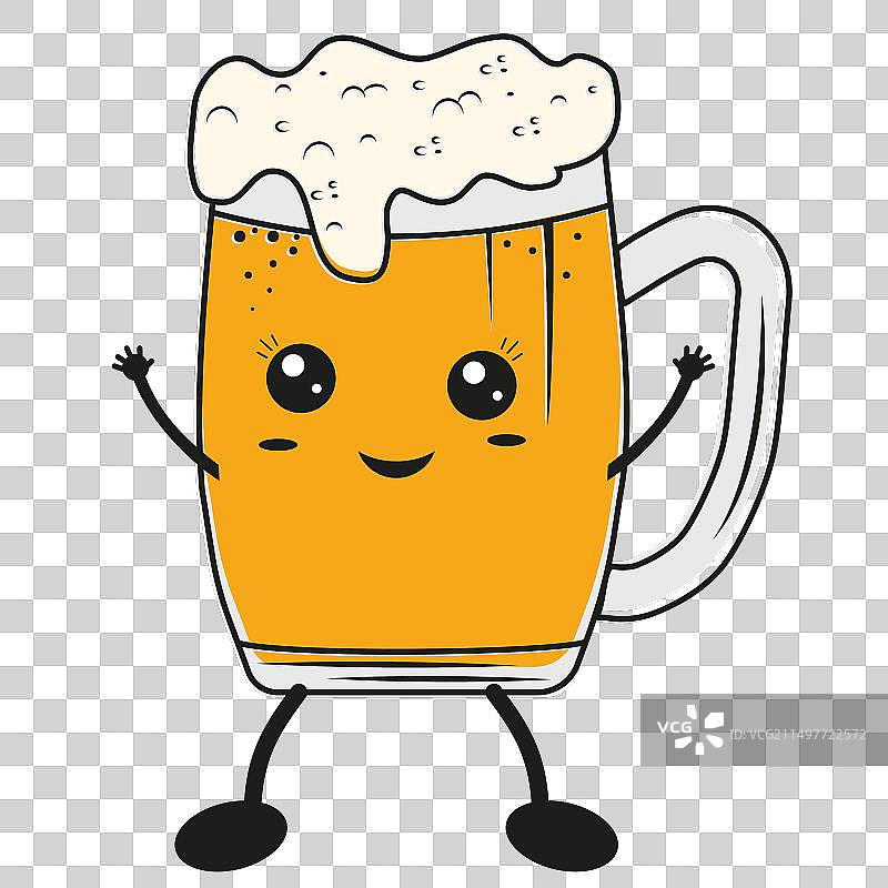 手绘可爱卡通啤酒杯图片素材