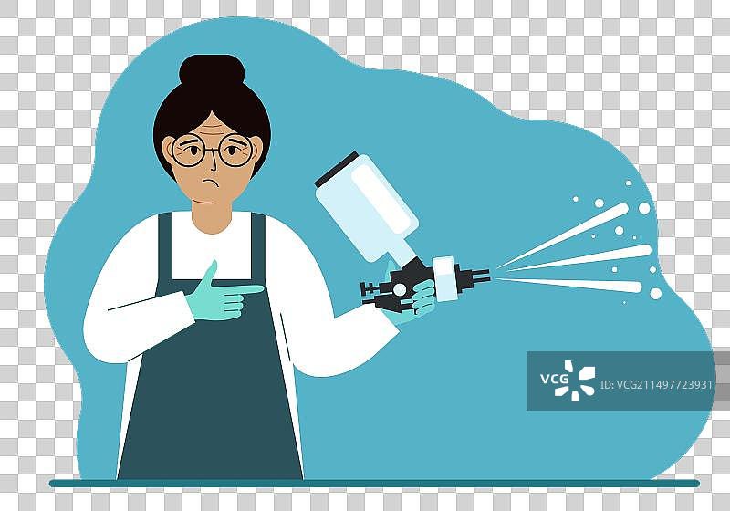 穿特制服的女人手持喷漆枪图片素材