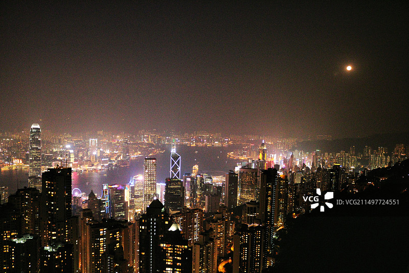 香港太平山顶的夜景图片素材