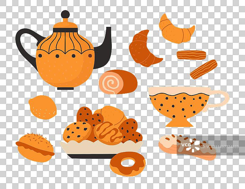 热茶与糕点甜点图片素材