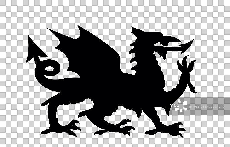 愤怒的龙剪影图片素材