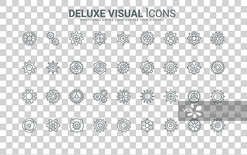 齿轮和齿轮的黑红细线图标图片素材