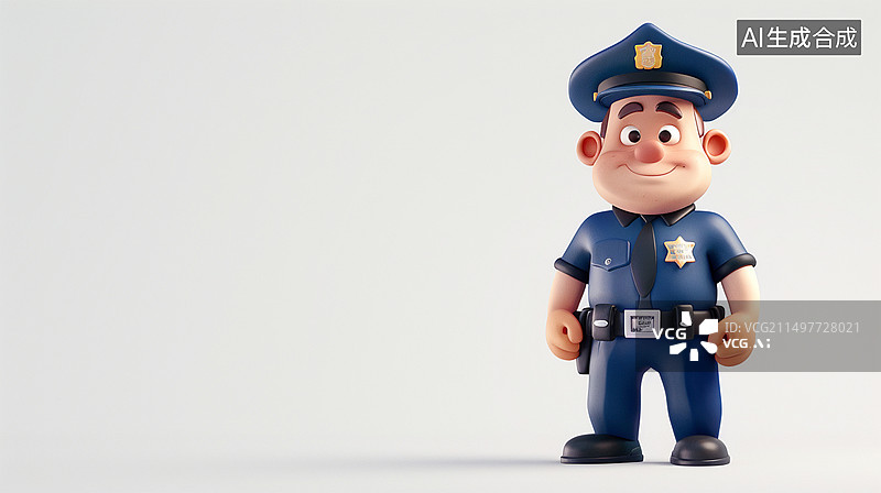 【AI数字艺术】3D卡通警察肖像图图片素材