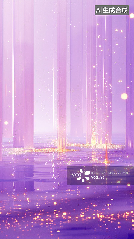 【AI数字艺术】紫色科技金色粒子背景图图片素材