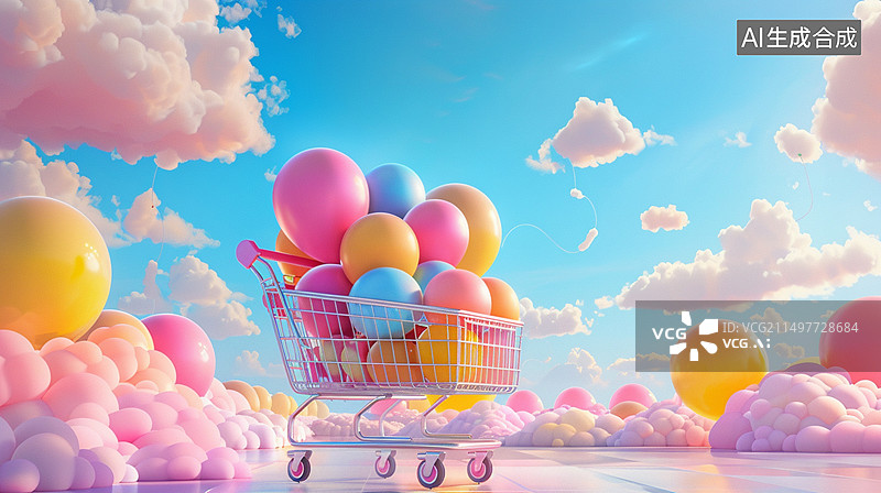 【AI数字艺术】节日促销购物车图片素材