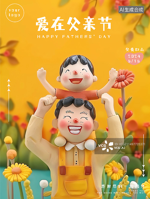 【AI数字艺术】黏土风父亲节海报图片素材