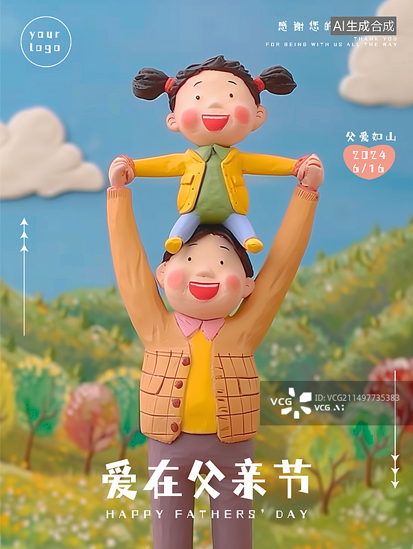 【AI数字艺术】黏土风父亲节海报图片素材
