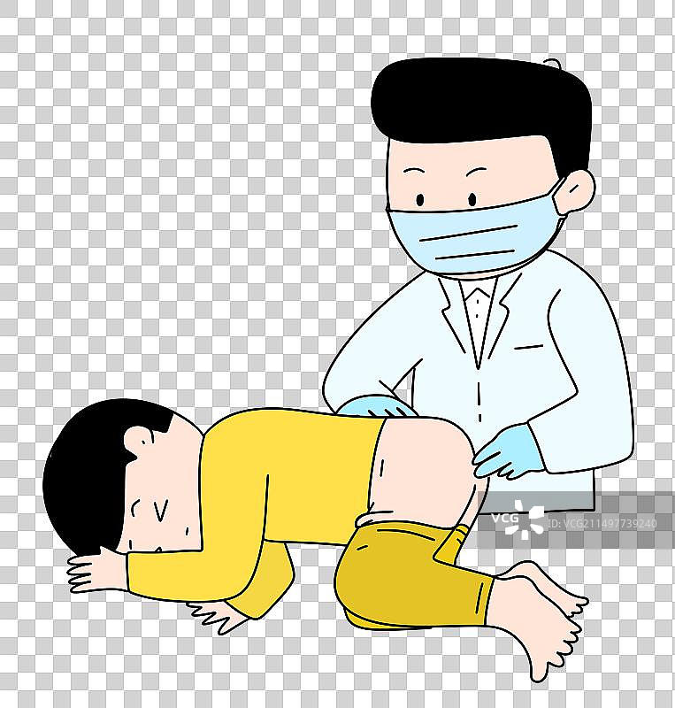 医生，体检，屁股，痔疮，肛瘘，描边风格简笔画设计元素图片素材