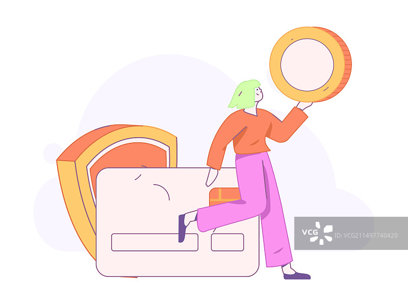 网购支付安全人物扁平矢量概念运营手绘插画图片素材