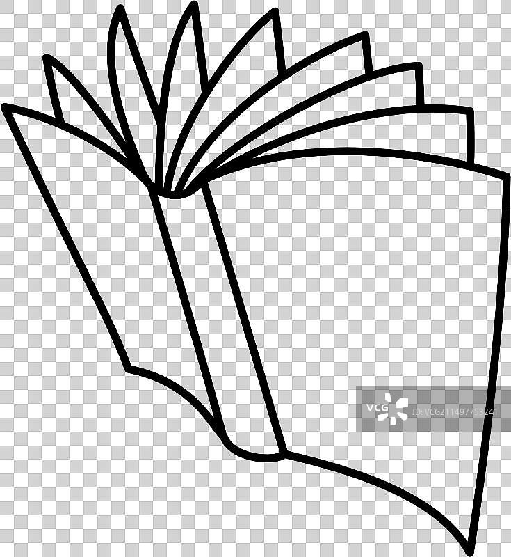 倾斜透视展开的书线条线稿描线素材.图片素材