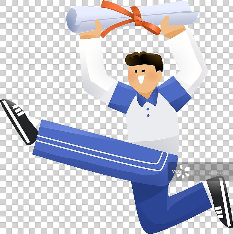 奔跑跳跃欢呼举录取通知书的校服学生男生图片素材