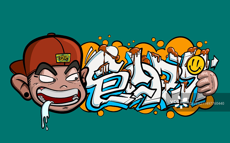 嘻哈风格餐厅涂鸦文化插画图片素材