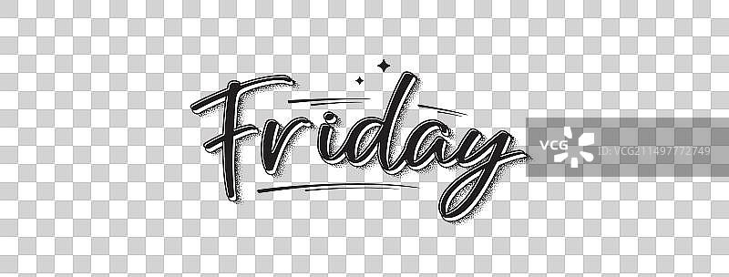 星期五字母现代横幅与工作日文本图片素材