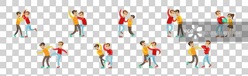 两个男孩互相殴打图片素材