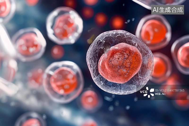 【AI数字艺术】人类胚胎干细胞特写图片素材