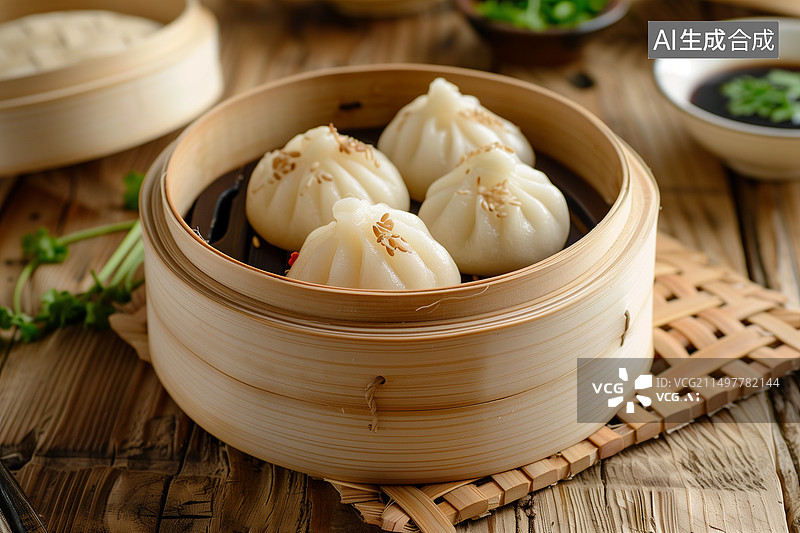 【AI数字艺术】笼屉里的包子图片素材