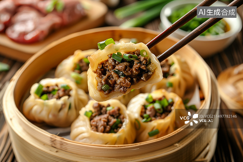 【AI数字艺术】笼屉里的包子图片素材