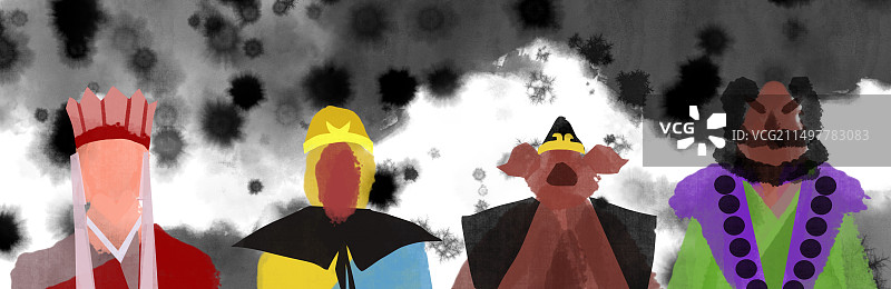 水墨风水墨画中国风新中式古风古典传统文化四大名著西游记弼马温美猴王齐天大圣行者孙悟空猪八戒唐僧沙和尚图片素材