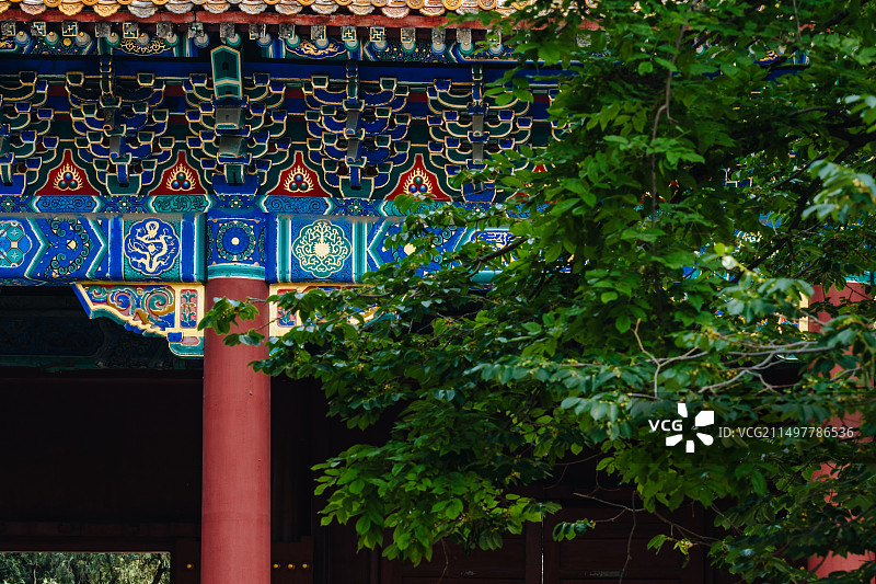 北京孔庙大成门彩画细节图片素材