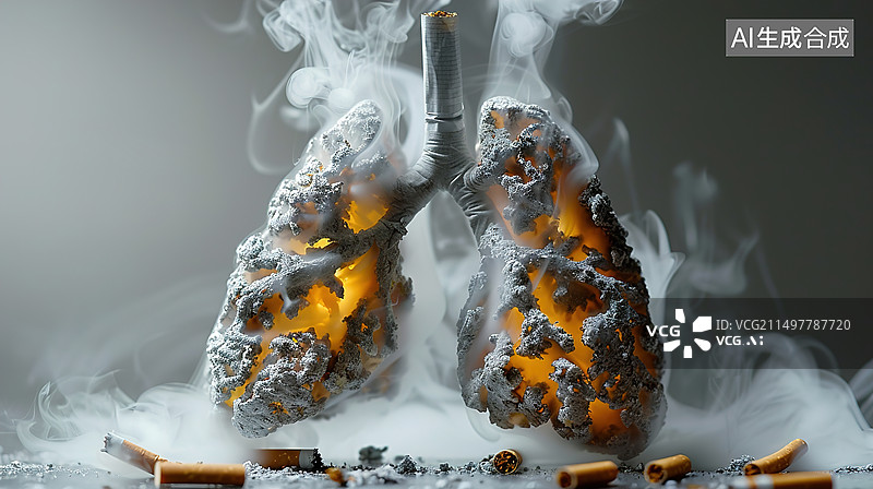 【AI数字艺术】吸烟有害健康，肺部创意化图片素材