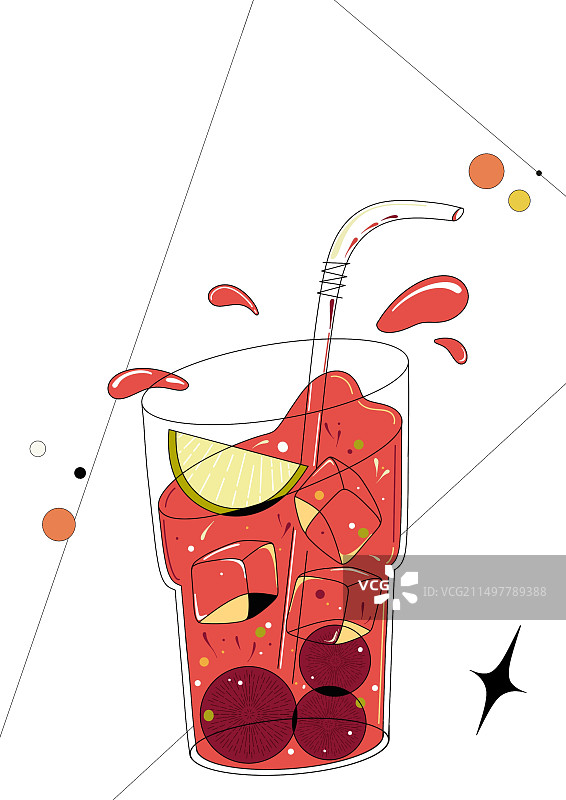 杨梅柠檬茶美食饮料甜品海报插画图片素材