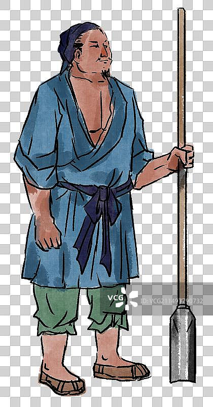 水墨风水墨画中国风新中式古风古典传统文化四大名著水浒传人物菜园子张青元素素材插画图片素材