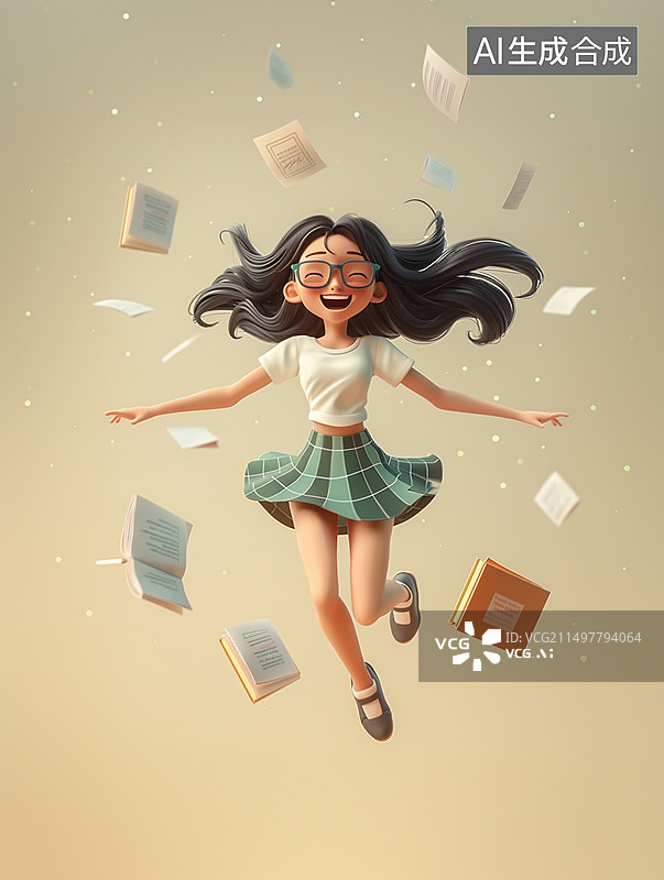 【AI数字艺术】女学生图片素材