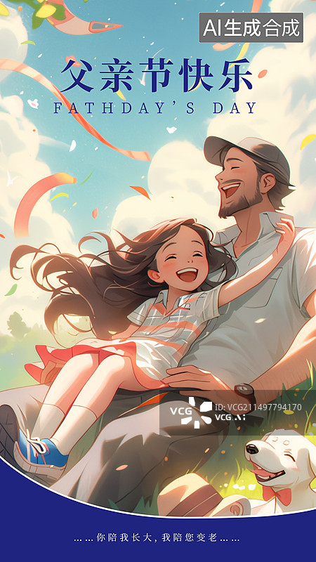 【AI数字艺术】爸爸与女儿与父亲节开心快乐亲子图片素材