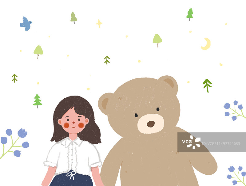 小女孩与熊图片素材