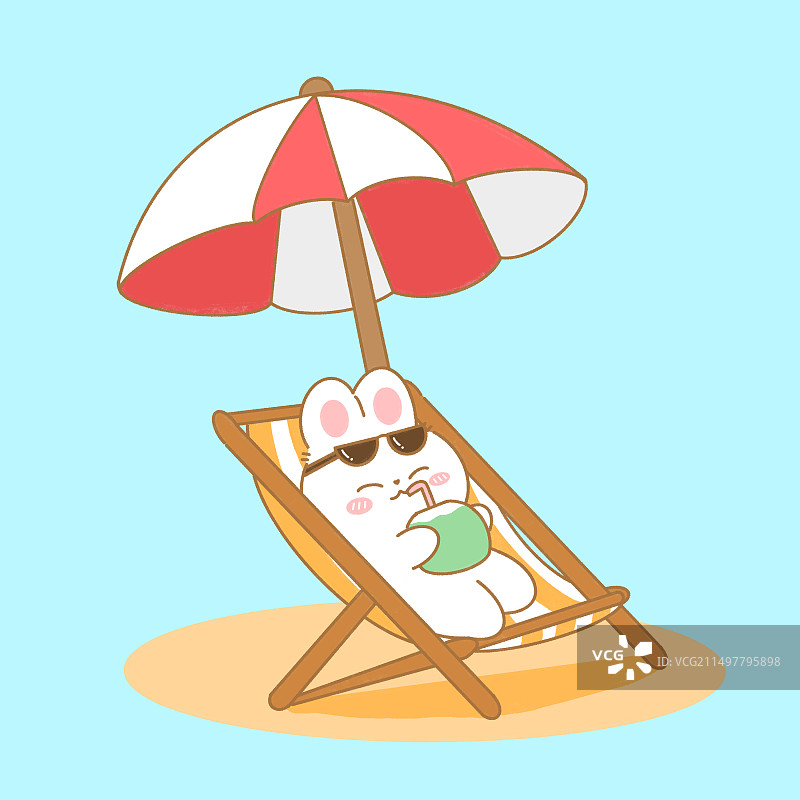 海边度假的兔子图片素材