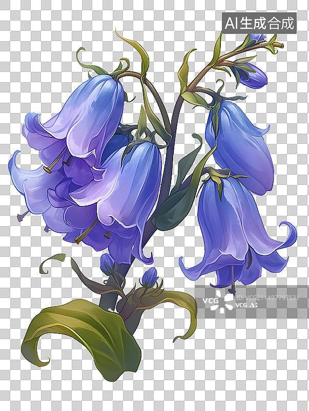 【AI数字艺术】美丽的蓝色梦幻风铃草图片素材