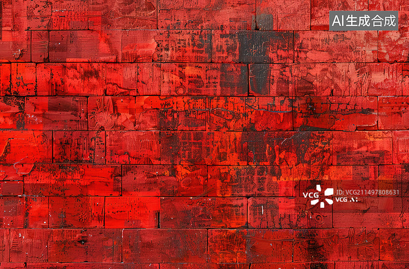【AI数字艺术】红色风化墙全帧拍摄图片素材