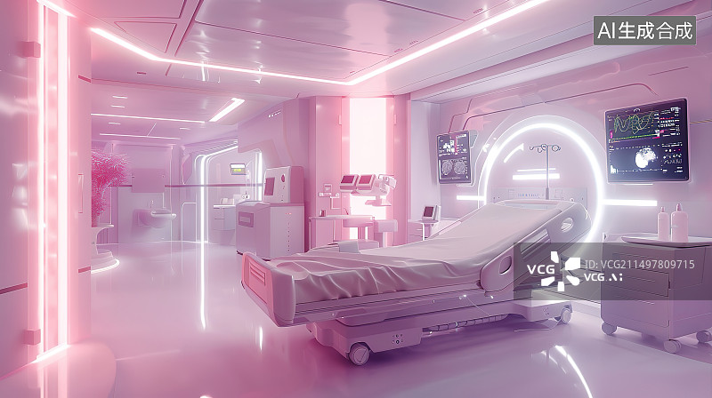 【AI数字艺术】现代医院病房护士图片素材