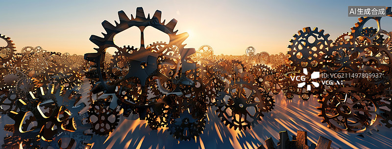 【AI数字艺术】日落时悬挂在天空中的圣诞装饰的特写镜头图片素材