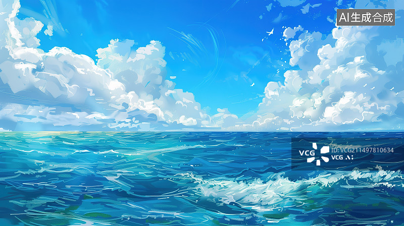 【AI数字艺术】日落海和帆船油画图片素材