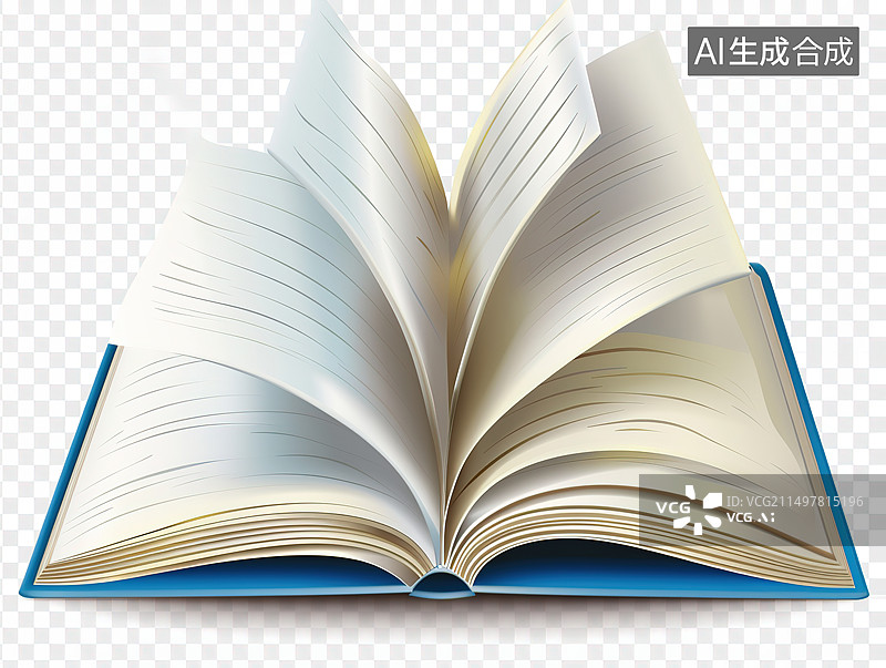 【AI数字艺术】白色背景下打开的书的特写镜头图片素材