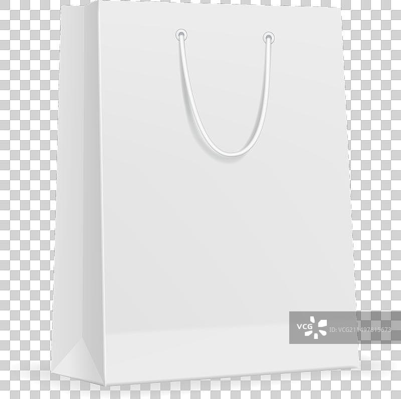 带绳柄的白色纸质购物袋模型图片素材