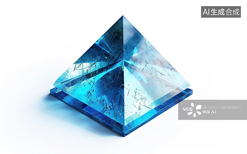 【AI数字艺术】白色背景下蓝色宝石的特写镜头图片素材