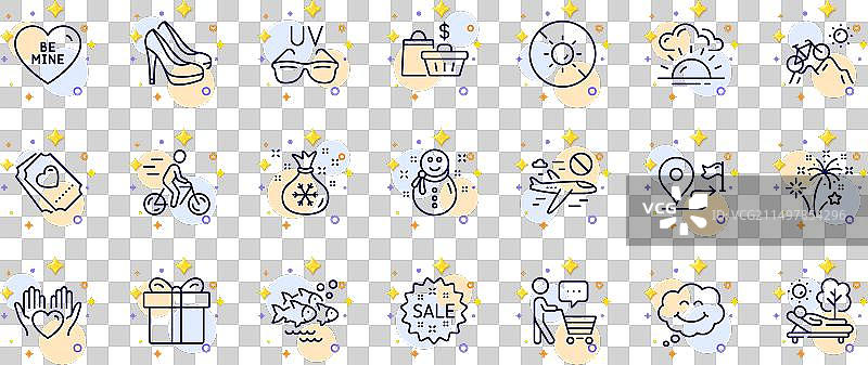 烟花太阳镜促销线条轮廓合集图片素材