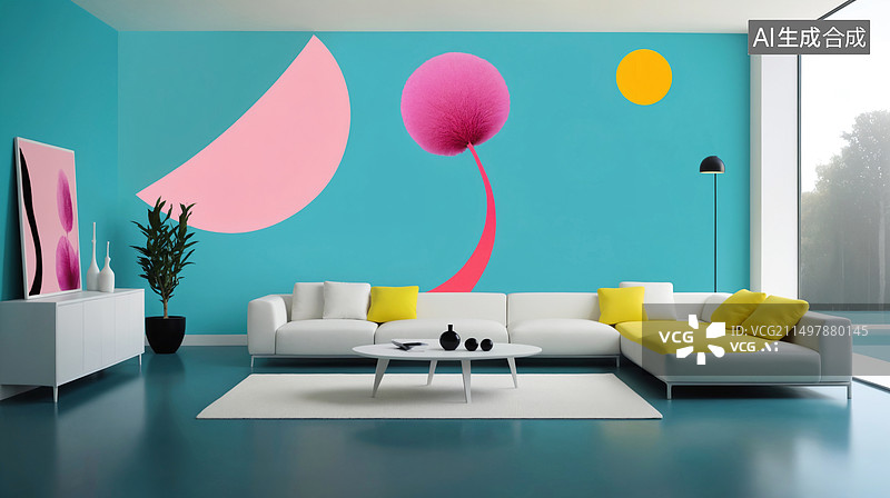 【AI数字艺术】高饱和对比色创意空间设计图片素材