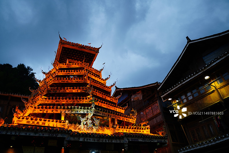 贵州肇兴侗寨夜景图片素材